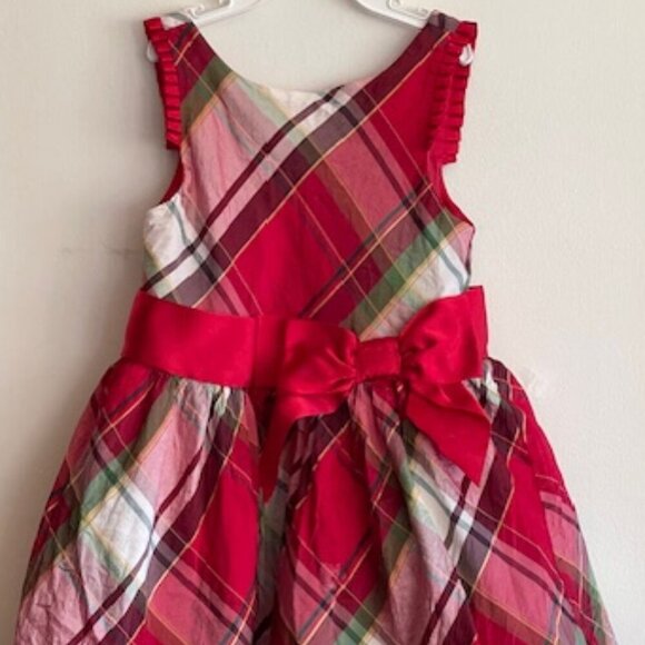 JANIE AND JACK Collections Crimson Plaid Plaid Silk Dress 5 - Picture 3 of 16